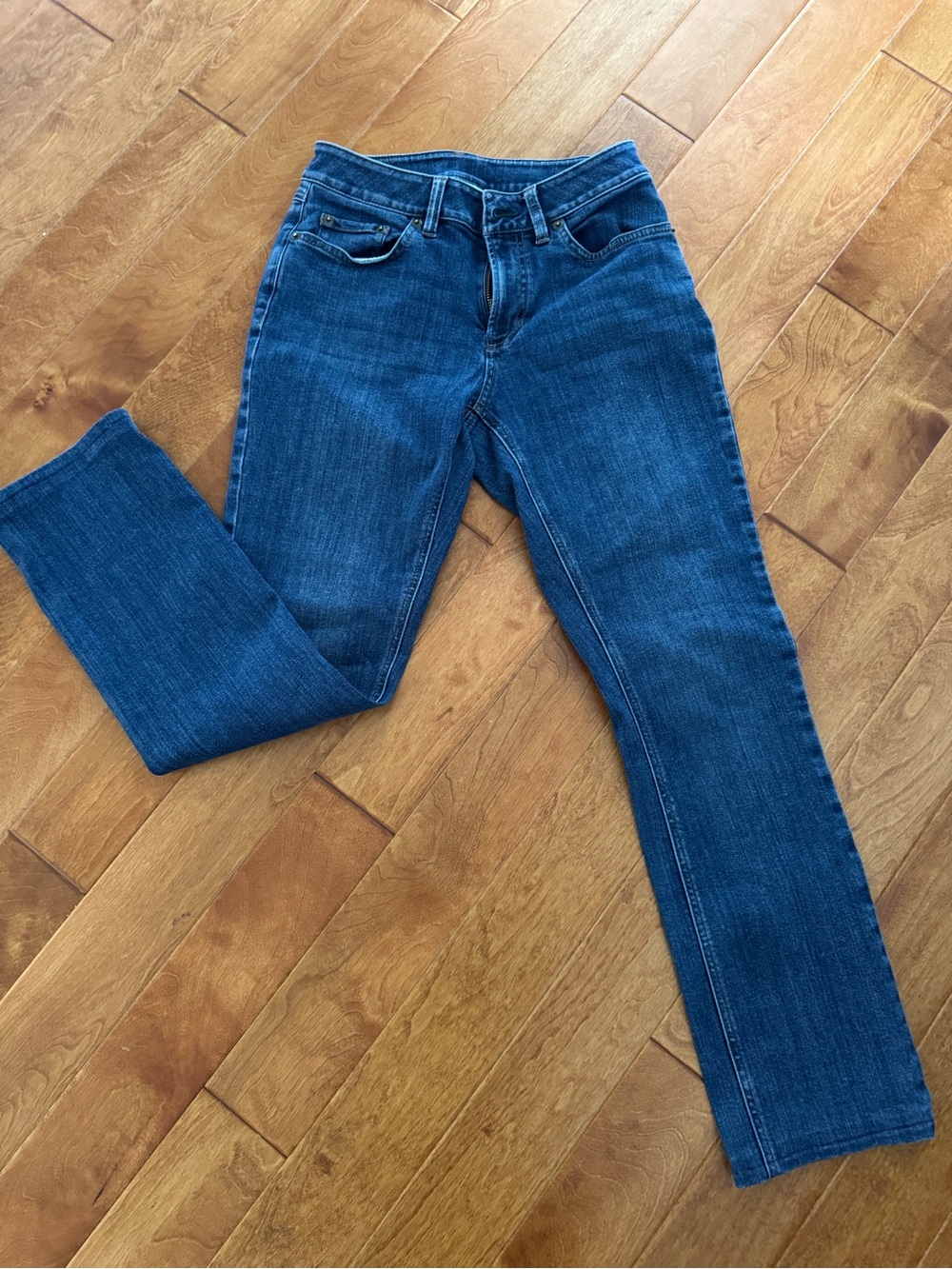 L.L. Bean Straight-Leg Jeans in Dark Blue Denim